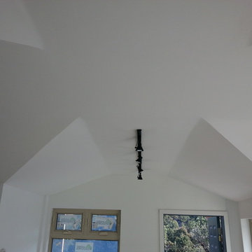 The vaulted ceiling of a 3 gable roof