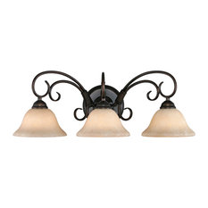 Homestead 3-Light Bath Vanity, Rubbed Bronze With Tea Stone Glass