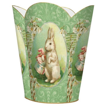 Easter Bunny on Mint Damask Wastepaper Basket