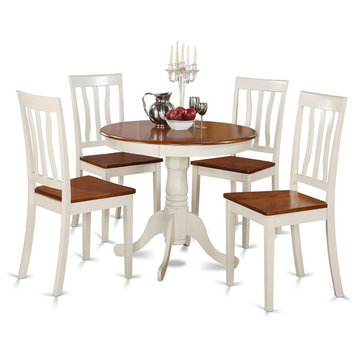 Small Kitchen Table and Chairs Set, Table Plus 4 Dining Chairs Buttermilk Cherry