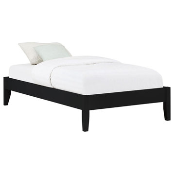 Pemberly Row Contemporary Wood Platform Full Bed in Black Finish