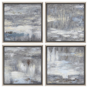 Shades of Gray Hand Painted Art, 4-Piece Set