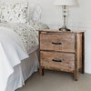 Modern Distressed Walnut Nightstand with Two Drawers