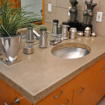 Custom Concrete And Maple Vanity
