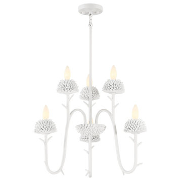 North Fork By Robin Baron Six Light Chandelier in Sand White