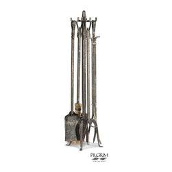 Old World Tool Set in Forged Iron - Fireplace Accessories