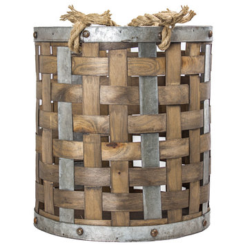 Bamboo/Metal Storage Basket, Medium