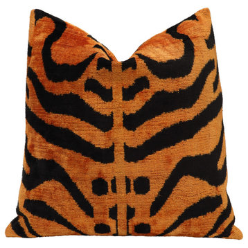 Canvello Handmade Tiger Print Throw Pillow 16x16 in