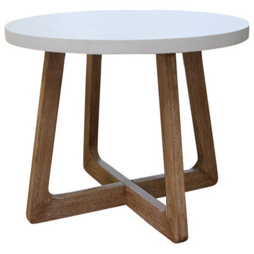 20" Dia. Round Ivory and Antique Wash Accent Table
