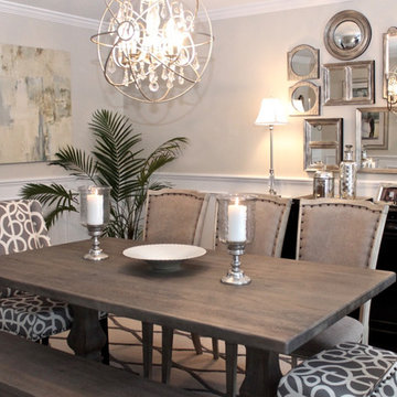 Transitional dining room with neutral color scheme