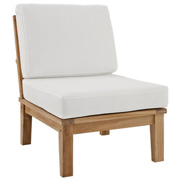 Marina Armless Outdoor Premium Grade A Teak Wood Sofa, Natural White