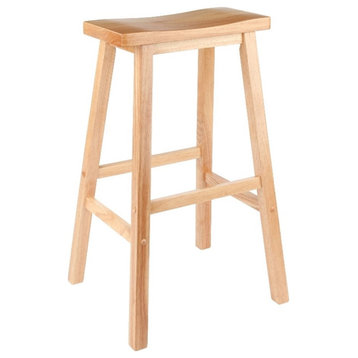Winsome Satori 29" Transitional Solid Wood Saddle Bar Stool in Natural