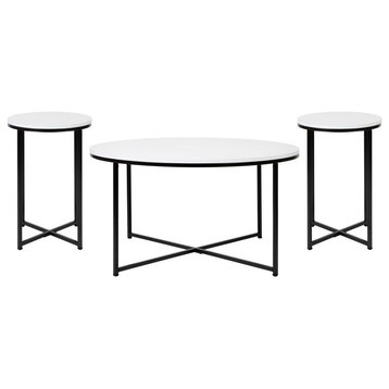 Hampstead Collection Coffee and End Table Set - White Laminate Top with...