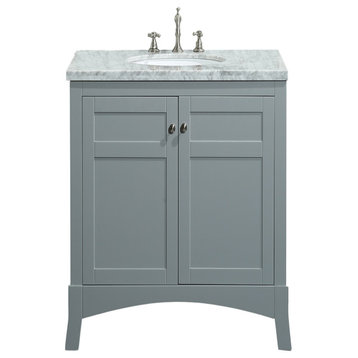 New York Vanity With Carrera Marble Counter Top and Sink, Gray, 24"