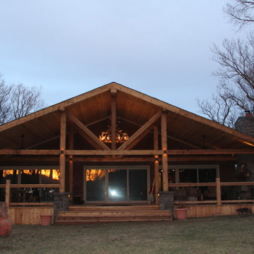 Deck lighting using low voltage under railing LED lights.