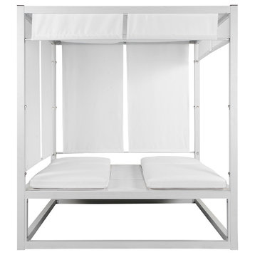 Madaona Outdoor Daybed, White Frame With White Fabric