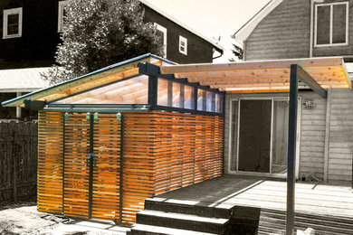 Example of an eclectic exterior home design in Portland