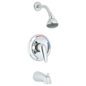 Single Lever Handle Tub And Shower Faucet, Chrome, Tub And Shower