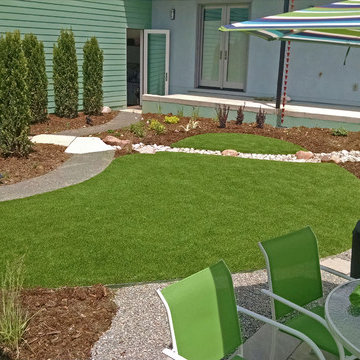 Artificial Grass with a Dry Creek Bed in Denver