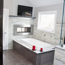 Bathroom fireplace and tv