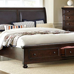 Homelegance 1834-1 Faust Queen Platform Bed with Footboard Storages - Panel Beds