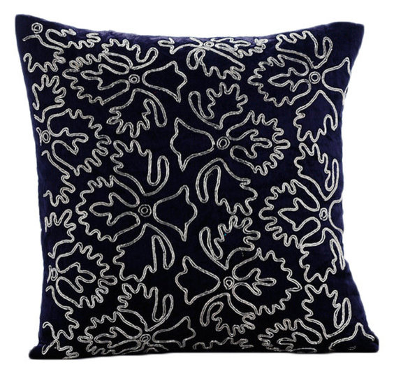 Blue Zardozi Periwinkle Velvet Pillow Covers Silver Blue Zardozi Periwinkle 16 X16 Velvet Pillow Covers Silver