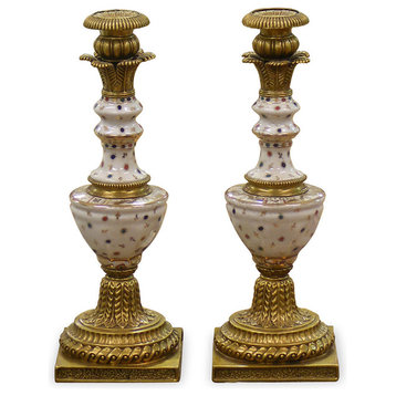 Porcelain Asian Candle Holder Set