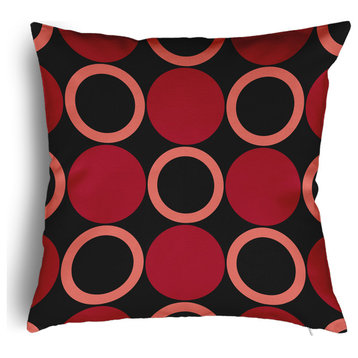 Mod Circles Accent Pillow With Removable Insert, Dark Red, 16"x16"