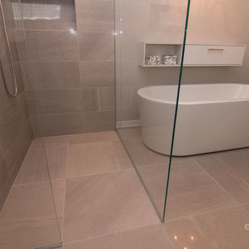 Shower with heated floor