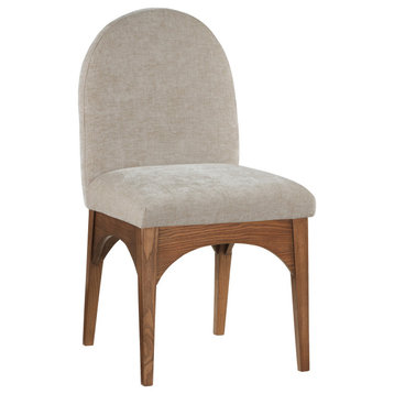 Waldorf Upholstered Dining Chair, Beige, Chenille, Walnut, Side Chair