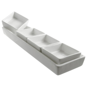 Whittier Rectangular Tray and 4 Dishes, Set of 2
