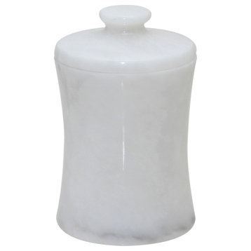 Vinca Collection Pearl White Marble 3" x 5" Cannister
