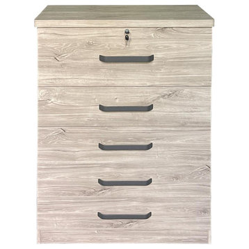 Better Home Products Xia 5 Drawer Chest of Drawers in Gray Oak