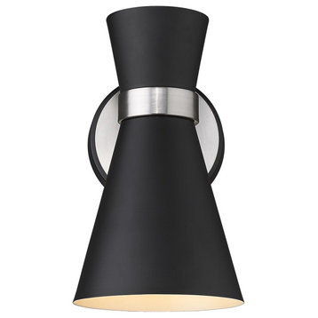 Soriano One Light Wall Sconce, Matte Black / Brushed Nickel