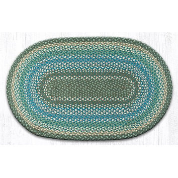 Earth Rugs C-419 Sage / Ivory / Settlers Blue Oval Braided Rug 27" x 45"