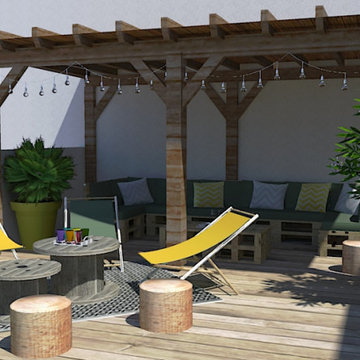 Aménagement d'un espace extérieur d'une start-up en ville de 130m2