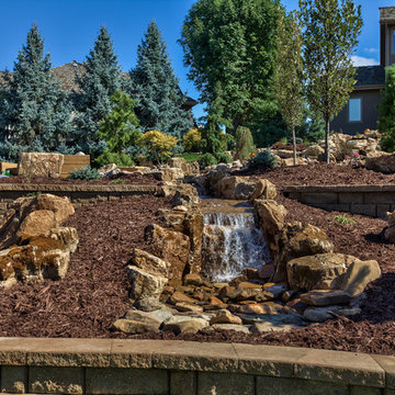 Flowing Waterfall of Rocky Mountain Theme Outdoor Atmosphere