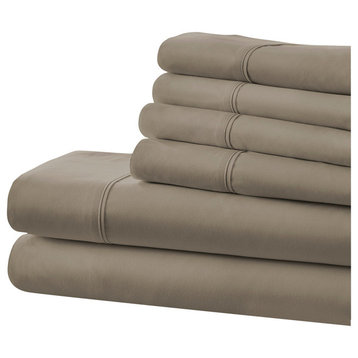Becky Cameron Premium Ultra Soft Luxury 6-Piece Bed Sheet Set, Twin XL, Taupe