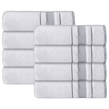 Enchasoft Turkish Cotton 8-Piece Hand Towel Set, White
