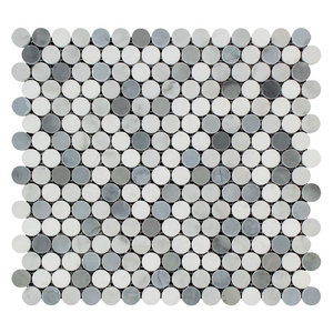 12 X12 Florence Carrara Ferrari Honed Marble Penny Round Mosaic 10 Pieces Traditional Mosaic Tile By Fancy Tiles And Mosaics