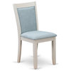 East West Furniture Monza 36.8" Wood Dining Chairs in Blue/White (Set of 2)