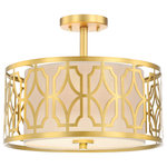 Nuvo Lighting - Nuvo Lighting 60/5937 Filigree 2 Light 15"W Semi-Flush Drum - Natural Brass - Features