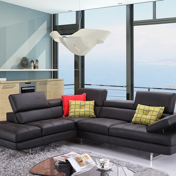 A761 Modern Black Italian Leather Sectional Sofa