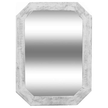 Whitewash Mirror, Lindor Octagon Mirror, 26"x30"