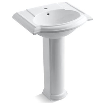 Kohler Devonshire 24" Pedestal Bathroom Sink with Single Faucet Hole, White