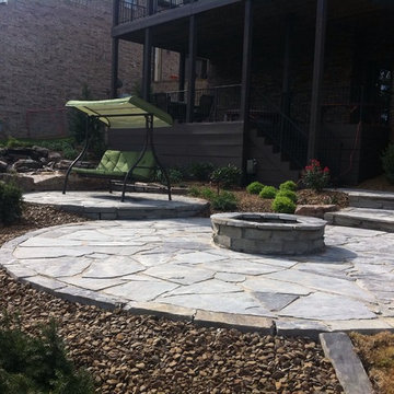 Patios with fire pits and steps