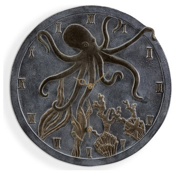 SPI Home Octopus Wall Mounted Garden Clock and Thermometer 16.0" x 16.0" x 2.0"