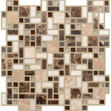 12"x12" Refraction Imagination Mosaic, Set Of 4, Rocky Road