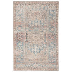 Jaipur Living - Machine Washable Jaipur Living Geonna Medallion Blue/Beige Area Rug, 9'x12' - The Kindred collection melds the timelessness of vintage designs with modern, livable style. The Geonna area rug boasts a softly faded center medallion and floral accents in subdued tones of blue, gray, beige, and blush. This low-pile rug is made of soft polyester and features a one-of-a-kind antique rug digitally printed design.