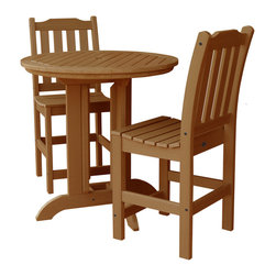 Highwood - Lehigh 3pc Round Counter Height Outdoor Patio Dining Set, Toffee - Outdoor Dining Sets